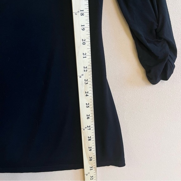 Joseph Ribkoff VTG Black Draped Front Top 3/4 Sleeves size 8 Made in USA - Picture 7 of 13